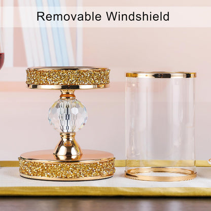 Hurricane Candle Holders for Pillar Candle, Pillar Candle Holder, Crystal Candlesticks Holder for Dining Coffee Table, Wedding,Events,Parties, Home Decor YL031SD