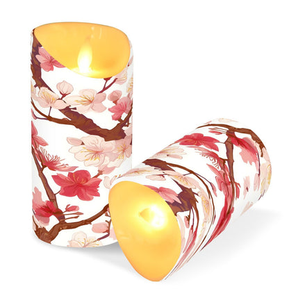 ALAZA Flower Multiple Pink Flickering Flameless Candles Battery Operated with Remote Timer,Tea Light Candles LED Pillar Votive Set of 2 for Outdoor Indoor Decorations 3" x3.9"