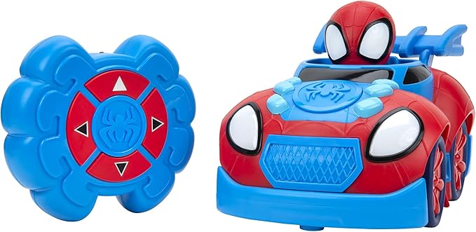 Jazwares Marvel Spidey and His Amazing Friends Web Crawler RC - Remote-Controlled Vehicle - Features Built-in Super Hero with 4 Controller Functions Blue &amp Red