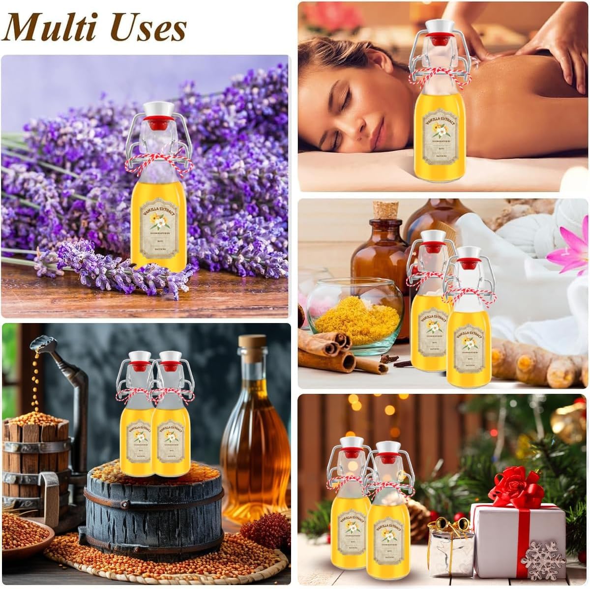 10 pack Vanilla Extract Bottles ，Flip Top vanilla bottles,10 pcs Vanilla Extract Stickers for homemade vanilla extract bottles Syrup Gift Glass Food Storage Canister Set (Transparent , 4oz-10pack)