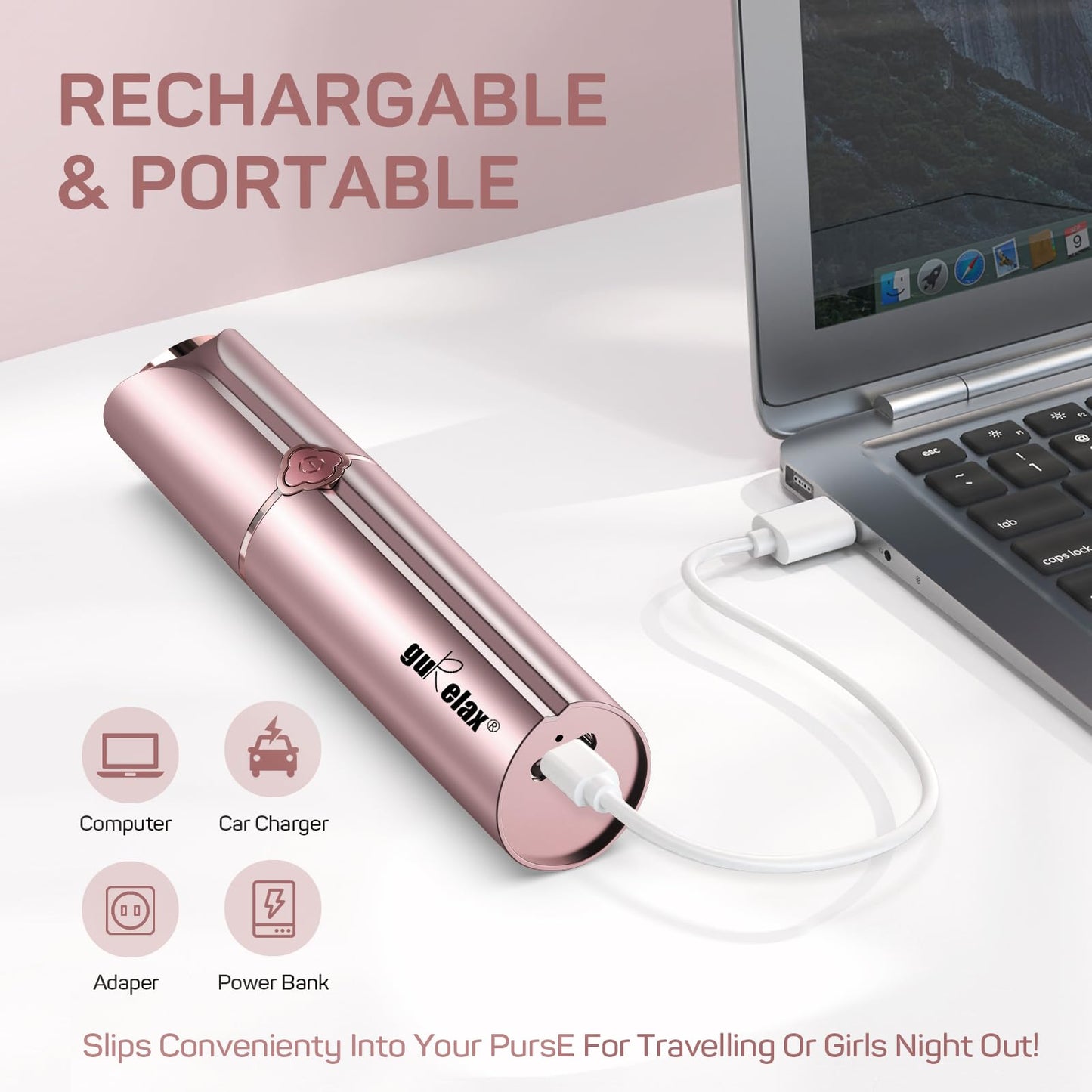 Facial Hair Removal for Women, Electric Painless Rechargeable Facial Hair Remover for Face, Lip, Chin with 2 x Replacement Heads