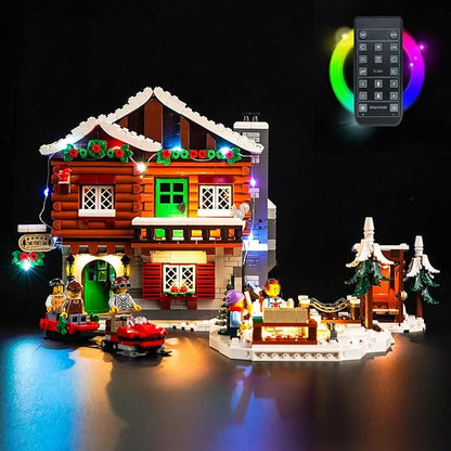 VONADO LED Light Kit for Lego Alpine Lodge Christmas Village 10325 Remote Control Lighting Set Accessories Compatible with Lego 10325 Christmas Winter Village Set (Lights Only No Models)