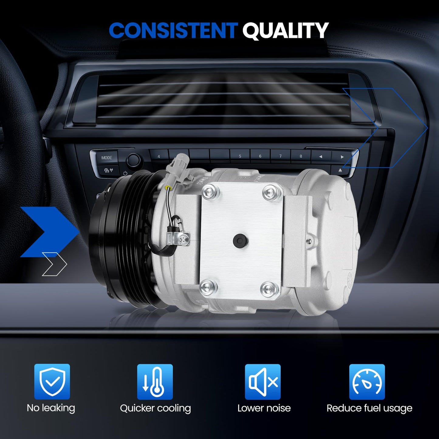 SYKRSS 78335 Air Conditioning A/C Compressor with Clutch Compatible with Toyota Tacoma 1995-2004 2.4L 2.7L L4 GAS, Compatible with Toyota T100 1994-1998 2.7L L4 GAS