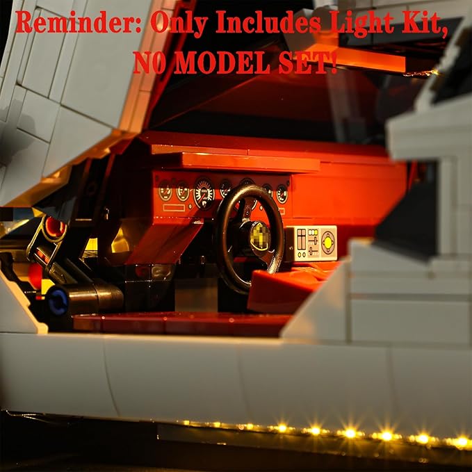 LED Light Set Compatible with Lego 10337 Lamborghini Countach 5000 Quattrovalvole Icons Building Blocks Model - Model Set NOT Included