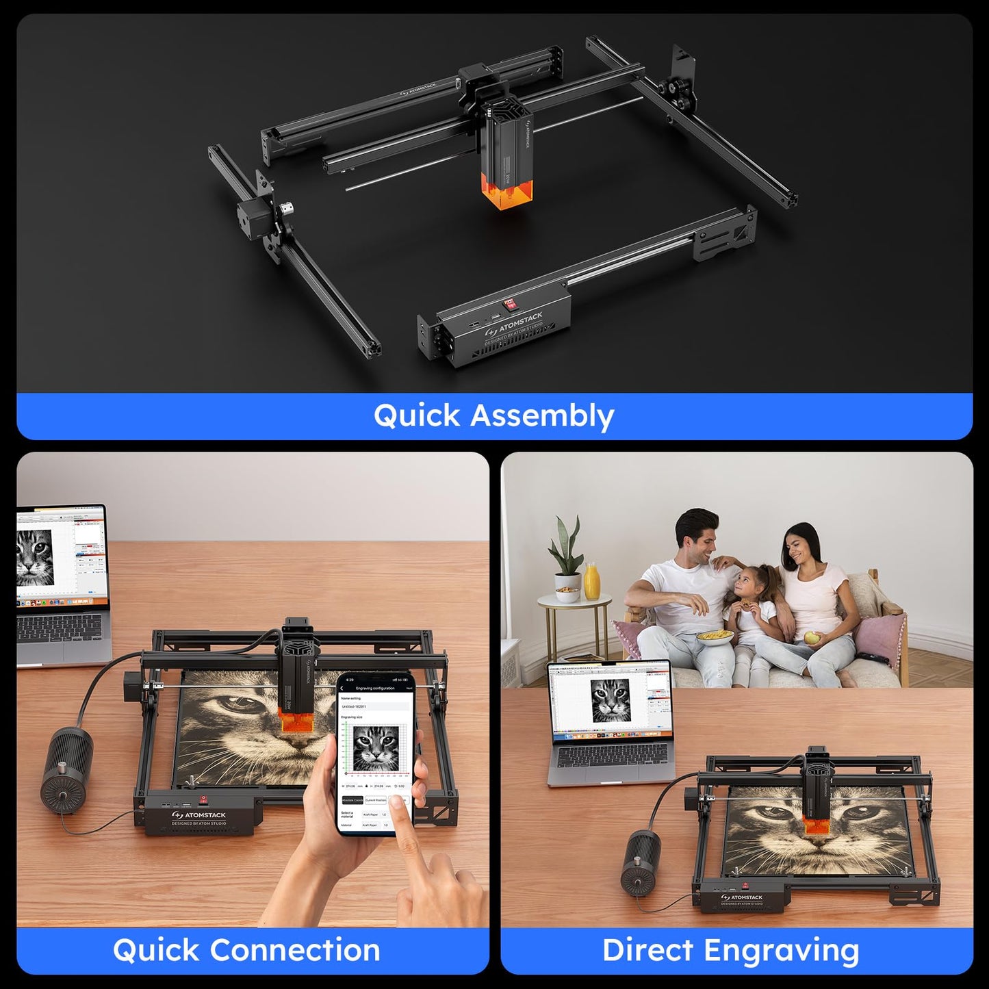 ATOMSTACK 20W A20 PRO V2 Laser Engraver, 0.06mm High Accuracy Laser Cutter for Wood, Metal, Acrylic and Glass, Professional DIY Laser Engraving Machine with Eye Protection