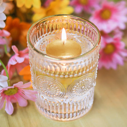 20 Pcs Floating Candles Centerpieces, 1.5 Inch Unscented Floating Candles Small Decoration for Valentine's Day, Thanksgiving, Wedding (Gold)