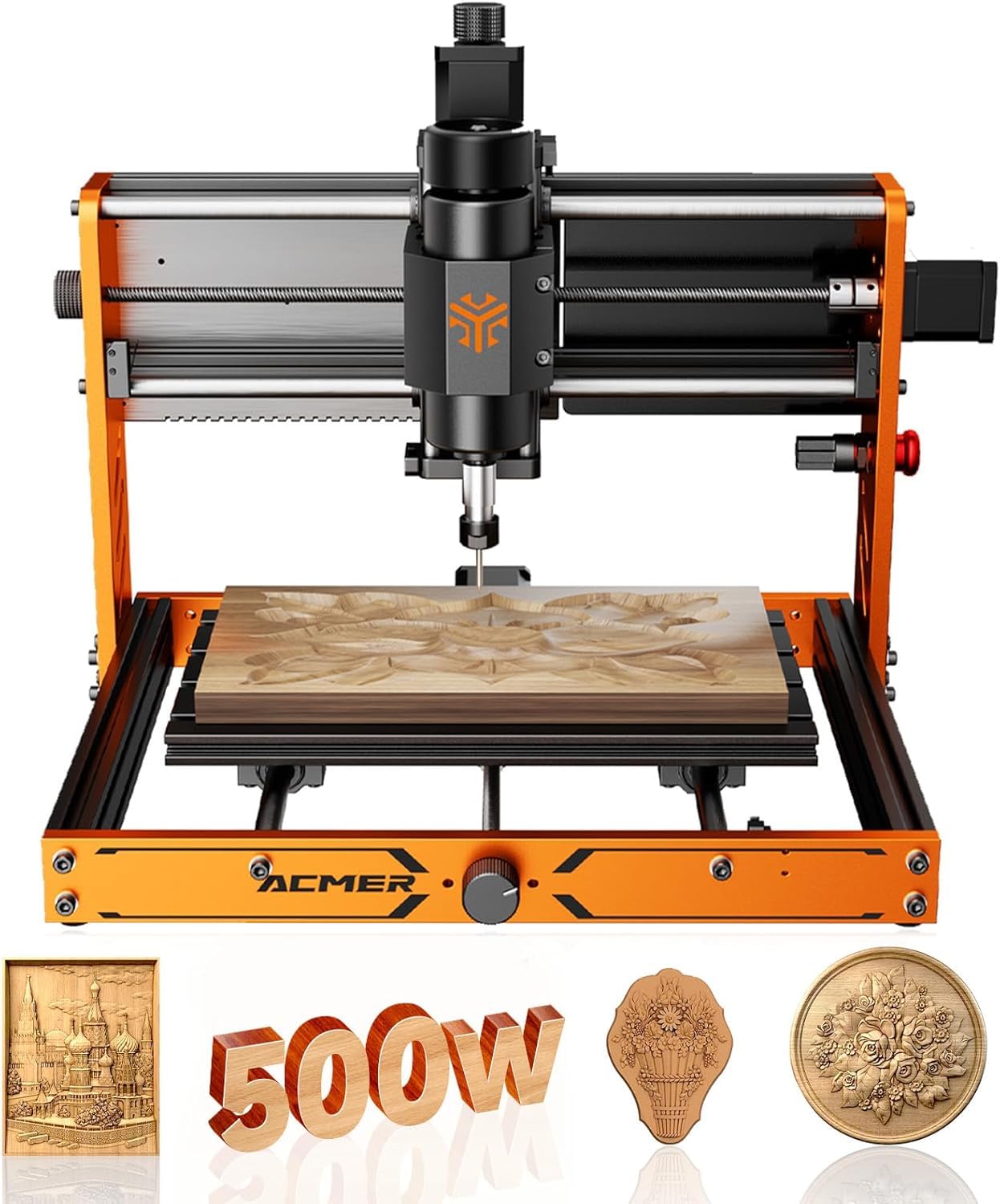 CNC Router Machine, ACMER Ascarva 3 S 500W CNC Milling Machine, Working Area 11.81” x 7.09” x 3.07” for Wood Plastic Metal Acrylic MDF Nylon Carving Cutting