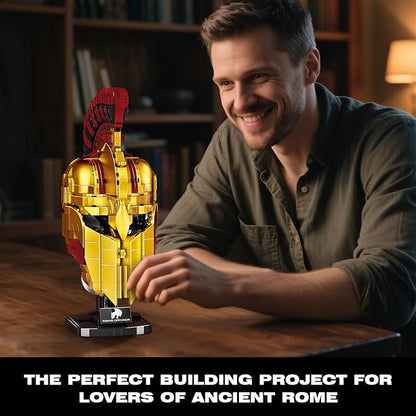 Ideas Roman Centurion Helmet Building Set Collectible Cool Soldier Helmet Home Display Model Compatible with Lego for Adults STEM Gift Toy for Teens Boys 8-14 (850 PCS)