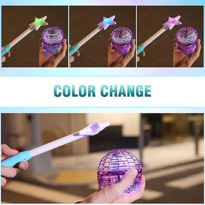 ATHLERIA Blue Flying Orb Ball with WandCosmic Globe Hover Boomerang Mini Drones for KidsCool Gadgets Christmas Birthday Gifts Toys for Boy Girl Teens 6 7 8 9 10+ Year Old