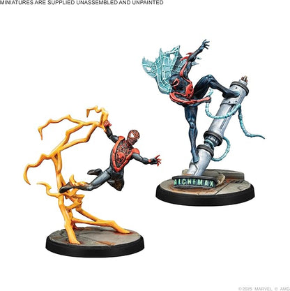 Asmodee Marvel: Crisis Protocol Prowler Spider-Man 2099 &amp Ultimate Spider-Man Character Pack - Tabletop Superhero Game Ages 14+ 2 Players 90 Min Playtime