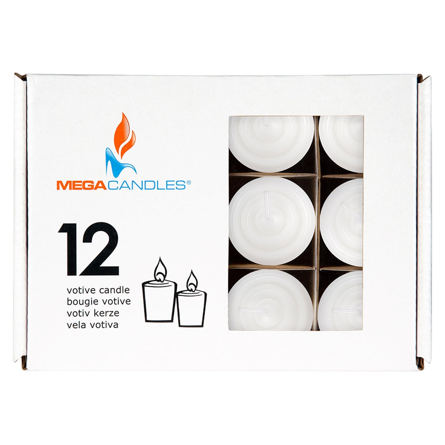 Mega Candles 12 pcs Unscented White Votive Candles, Hand Poured Wax Candle 15 Hours 1.5 Inch x 2.25 Inch, Home Décor, Wedding Receptions, Centerpieces, Occasions, Events, Festivities, Meditations