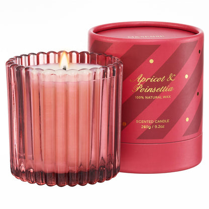 M&SENSE Apricot Poinsettia Scented Candles, Non Toxic Soy Candles, 9.2oz Natural Organic Clean Burning Up to 60 Hours, Christmas Home Decor Gifts for Women