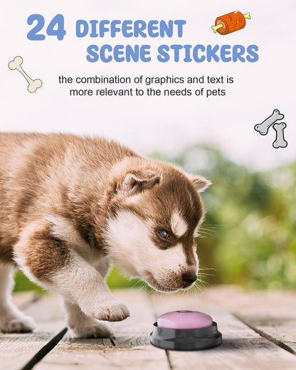 Dog Buttons for Communication, 8 Pcs Dog Talking Button Set, 30s Recordable Voice Pet Buzzer Training Buttons, Speaking Button for Dogs with Waterproof Anti-Slip Dog Button Mat and 48 Scene Stickers