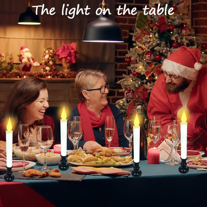 brianvikey Christmas Window Candle Light, Black Base, Battery Powered Candle 9 "Flashing LED Light, Automatic Timer (6 Turn 18 Hour Timer), Window Table Party Decoration
