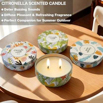 Citronella Candles Outdoor 4 Pack Soy Wax Citronella Lemongrass Candles 240 Hours Burning Time Large Decorative Jar Scented Candle Bulk for Outside Garden Yard Balcony, Summer Camping