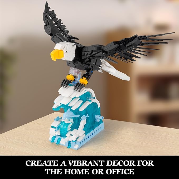 Ideas Eagle Animals Building Set MOC Eagle Creative Bird Model Creator 2 in 1 Animal Lover Owl Birds Kit Collectible Gifts Toys for Adults and Teens Age 14+ (1018 PCS)