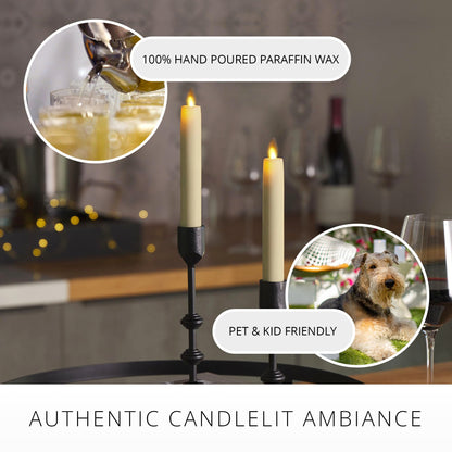 Luminara - Flameless Battery Operated Taper Candle - Ivory - Pack of 2-1x6 inch - LED Flickering Flame - Realistic Safe for Home Kids and Pets