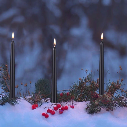 20 Pack 10 inch Black Taper Candles, Unscented Candlesticks for Halloween, Easter Candlelight Service, Vigil, Memorial and Devotional