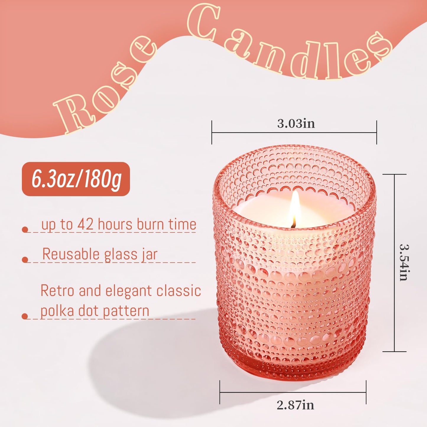 DARJEN Rose Scented Candles for Home- 6.3oz 42H Natural Soy Wax Aromatherapy Jar Candlet, Decorative Aesthetic Candles for Master Bedroom, Date Nights, Self-Care Sunday, Luxury Gift for Women
