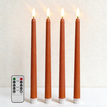 Ni-JASW Orange Flameless Taper Candles with Remote, Flickering Battery Powered Holiday LED Candlesticks Set of 4