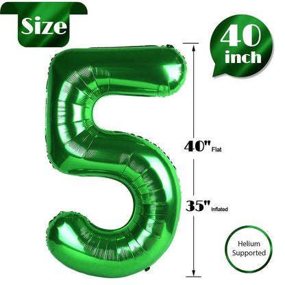 Green 5 Balloon, Number Balloons 40 Inch, 5th Birthday Balloon Decorations, Green Party Supplies, 5 Number Balloons, Number 5 Balloon, Games Theme Birthday Decorations