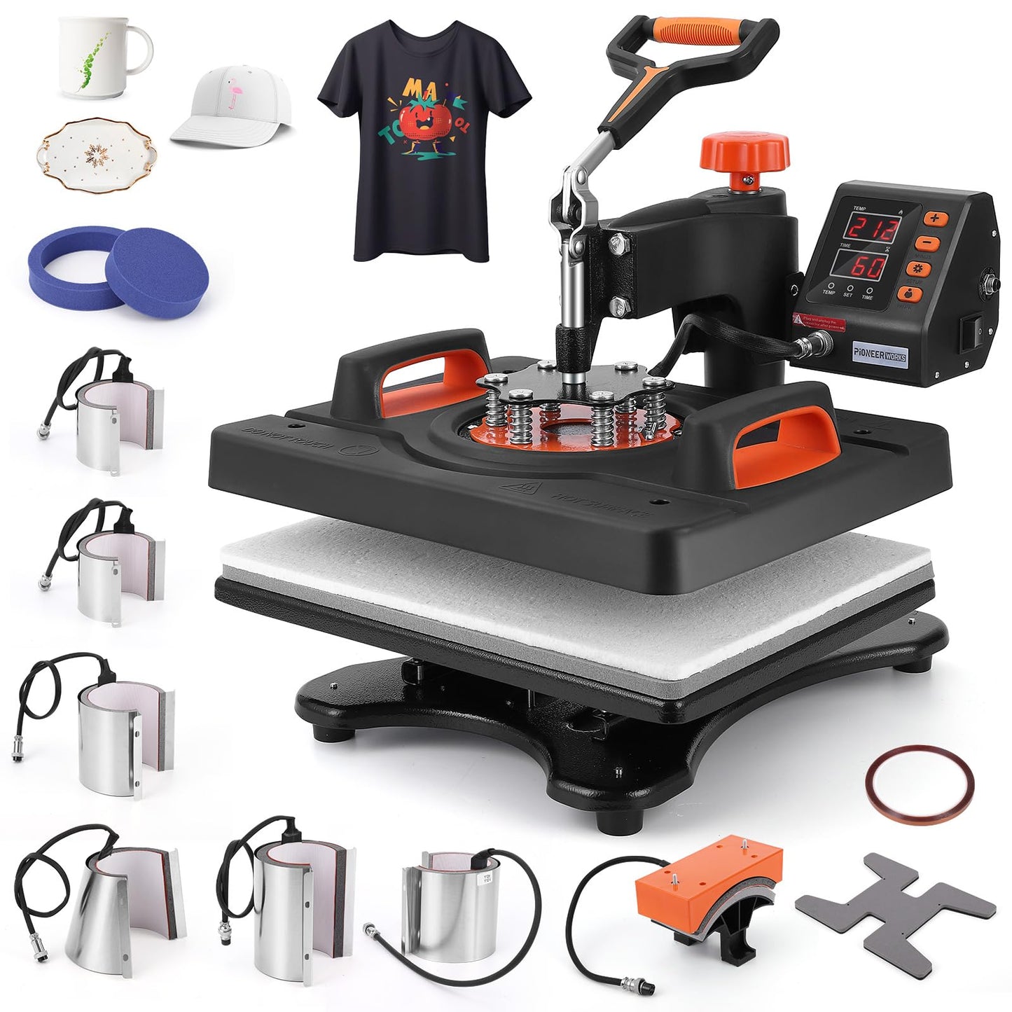 Heat Press Machine, 11-in-1 Heat Printing Machine, 12" X 15", Fast Heating,360 Degree Swing Away, Heat Transprint Machine with Various Accessories for Apparel and Bottle, Mug,Palate, Pillow and More