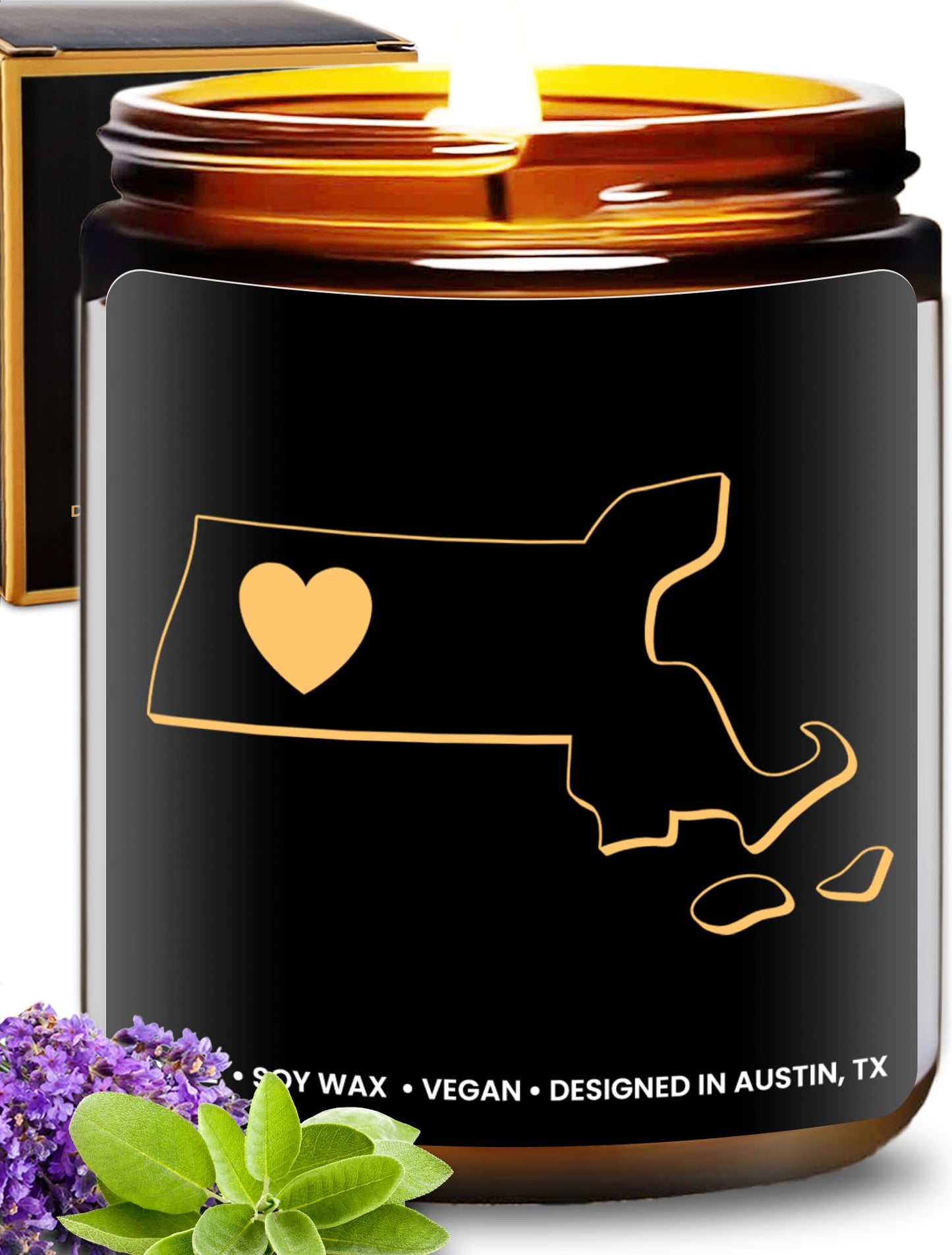 Massachusetts Candle, Thoughtful Massachusetts Souvenirs & Gifts for Men and Women, Unique State Gifts, Best Sentimental Gift for Moving Away, Ideal for Birthday, Christmas, Graduation, Gift Ready