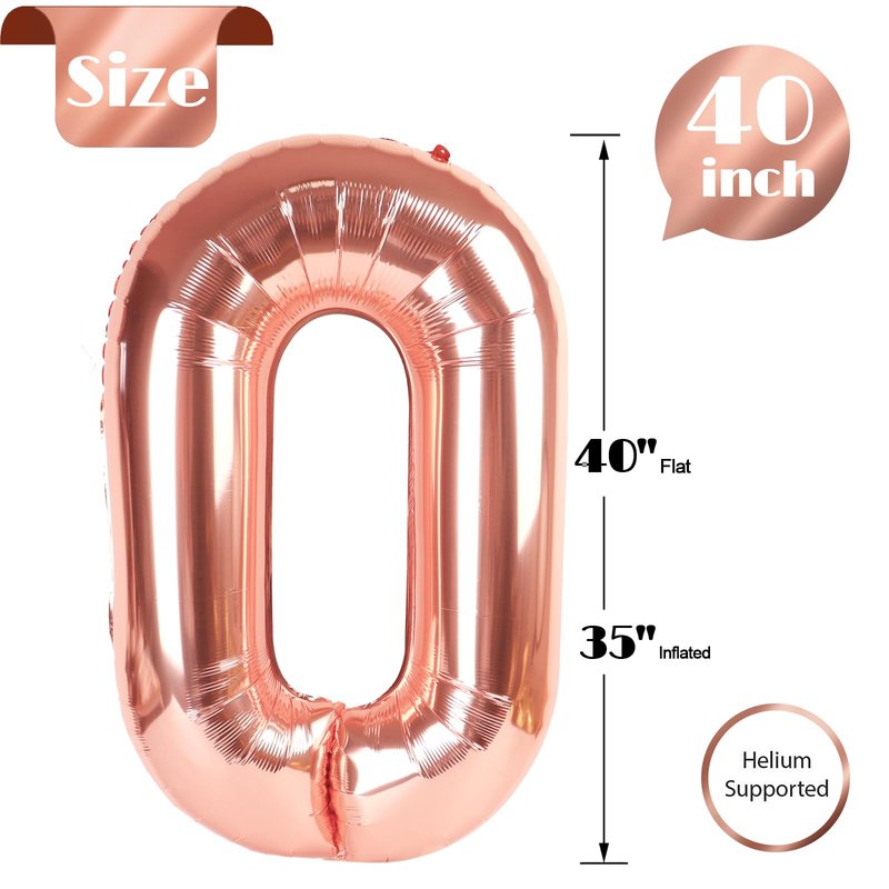 Rose Gold Number 26 Balloon 40 inch, 26 Number Balloons, 26th Birthday Decorations, 26 Year Old Women Men Rose Gold Party Supplies