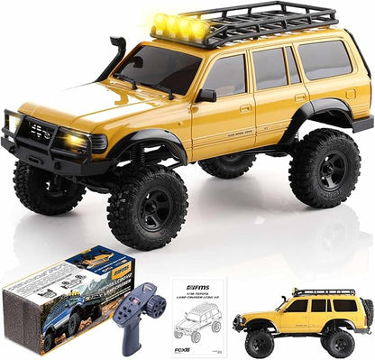 EAZYRC FMS Fcx18 1/18 Land Cruiser 80 Toyota RC Rock Crawler RTR 4x4 Off-Road Waterproof Hobby Grade RC Trucks All Terrains for Adults and Beginner(Yellow)