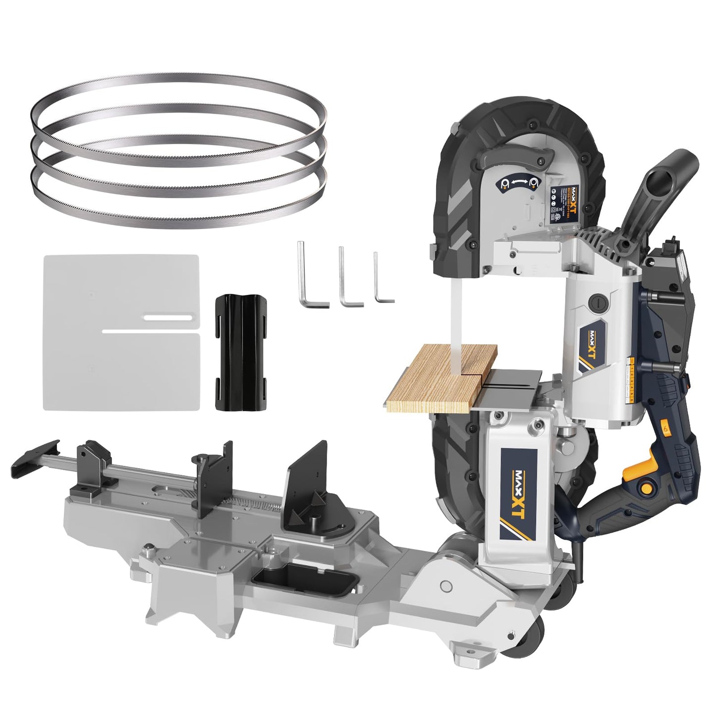 MAXXT 2-in-1 Band Saw with Table Saw Base, 10A 5-Inch Deep Cut Portable Band Saw, Lightweight Aluminum Body, Variable Speed, Handheld Multi-Purpose Portable Saw with Rolling Base for Metal & Wood