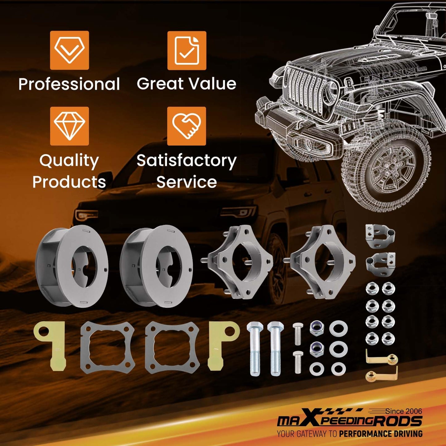 maXpeedingrods 2.5” Front & Rear Lift Leveling kit for Toyota Tundra 2022-2024