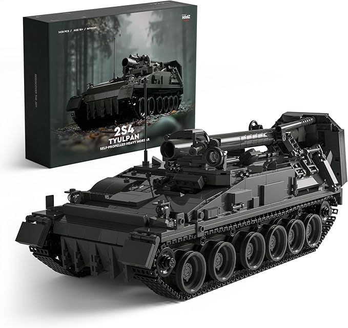 Nifeliz 2S4 Military Tank Building Model Self-Propelled Heavy Mortar Set for Adults Collectible Model to Build and Display Gift for Military Fans (1438PCS NF10291)