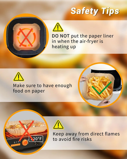500Pcs Air Fryer Paper Liners, 8” Square Disposable Parchment Paper Liner for 5-8 QT Air Fryer, Non-Stick, Oil Proof Unbleached Airfryer for Baking, Roasting Microwave