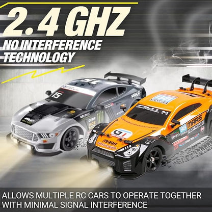 Liberty Imports RC Drift Car 1/16 2.4GHz 4WD Remote Control Sport Racing On-Road Vehicle with LED Light Batteries and Drift Tires (Silver)