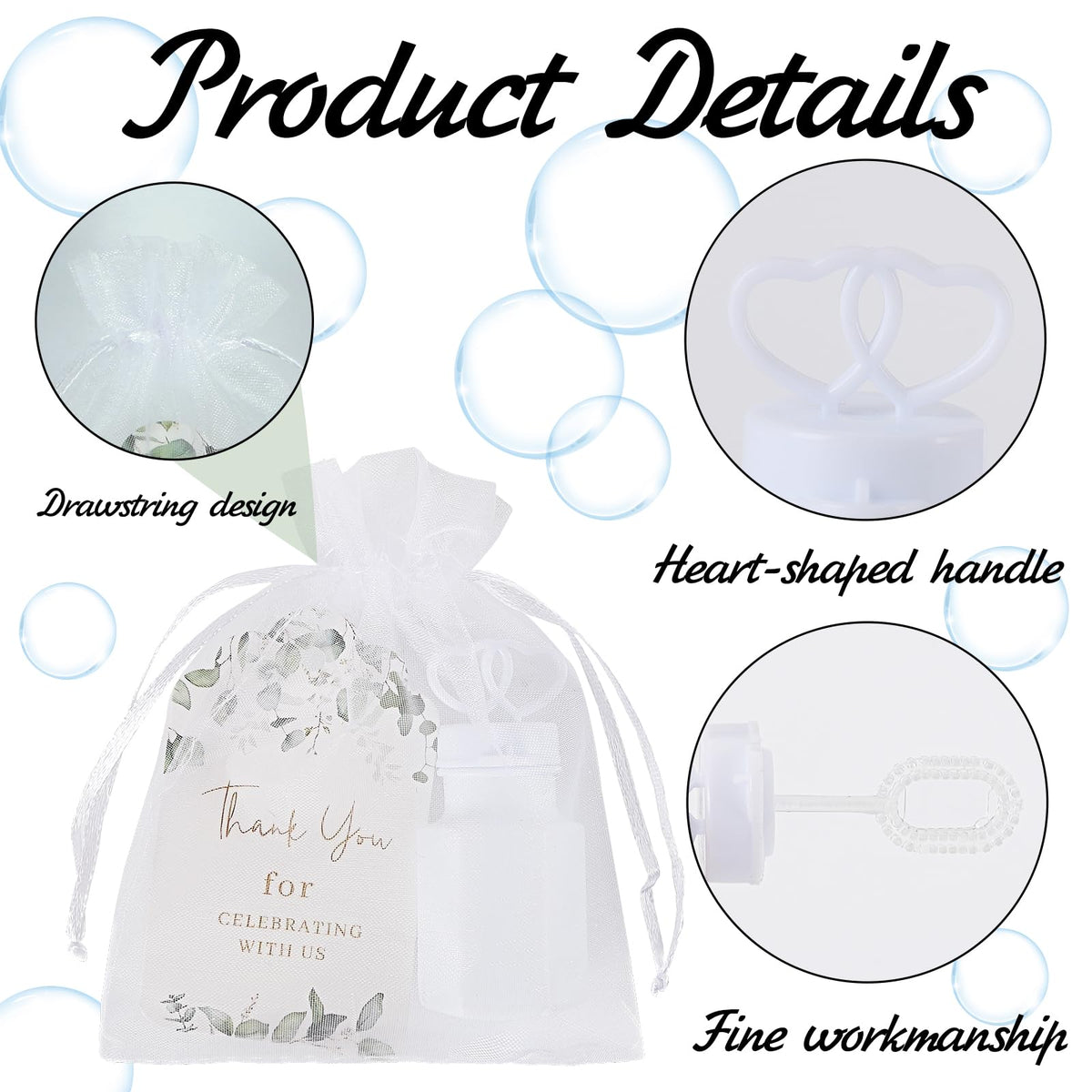 WAYASDCU 100 Sets Wedding Party Favors White Mini Bubble Bottles Greeting Card Goodie Bag Wedding Bubbles for Guests, Anniversary, Engagement, Celebration