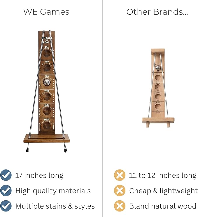WE Games Shoot The Moon Game Large 17.5 inch Size Walnut Wood Stain Retro Games for Adults Classic Table Top Board Game
