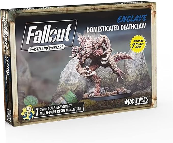 Modiphius Entertainment Ltd Fallout Wasteland Warfare: Enclave-Domesticated Deathclaw - 1 Miniature 32mm Unpainted Figure Captial Wave RPG