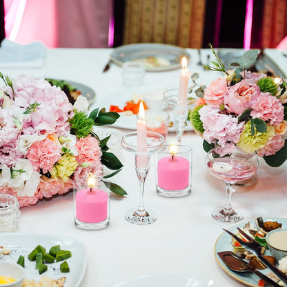 10 Hour Pink Votive Candles for Weddings Party Spa and Emergency, Set of 36 Unscented Bulk Candles for Restaurants and Home Decoration