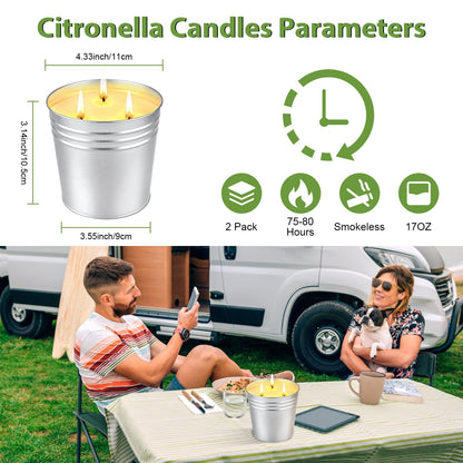 Citronella Candles Outdoor, 34OZ Large Citronella Candle for Patio, 3 Wicks Natural Soy Candle for Summer, 200 Hours Long Lasting Burn Outside Candles for Garden, Yard Balcony, Camping