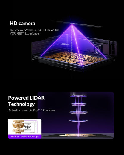WECREAT Vision Pro 45W Laser Cutter with 137” Auto Conveyor Feeder & Rotary Pro, HD Camera & Auto-Lifting, Laser Cutter Cuts 1” Wood, Full Enclosure Laser Engraver Machine for Wood and Metal, Acrylic