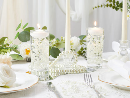 YATOJUZI 30 PCS Artificial Pearl String Beige Vase Filler Floating Pearls for Vases Centerpieces Faux Pearl Beads String Decorations Wedding Holiday Party Decor