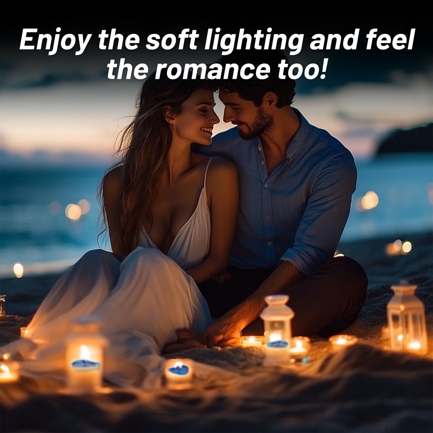 MAQIHAN Tea Lights Candles Set - 30 Pcs Heart Shaped Tealight Candles Smokeless Tea Candle Unscented Soy Candle for Dating, Weddings, Anniversaries(Blue)