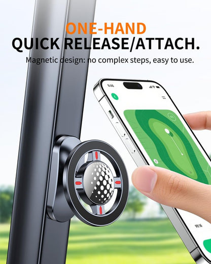 Ultra-Secure Magnetic Golf Cart Phone Mount | Compatible with iPhone 17/16/15/14/13/12 & MagSafe Cases | Universal Fit for EZGO, Club Car, Yamaha Golf Carts | Ideal Golf Accessory Gift for Men & Women