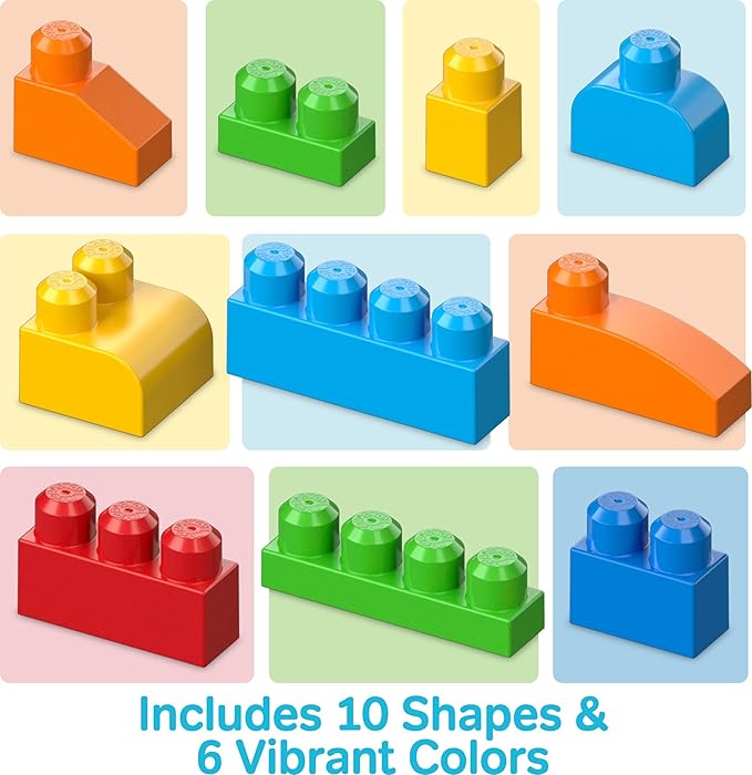 MEGA BLOKS First Builders Toddler Blocks Toys Set Deluxe Building Bag with 150 Pieces and Storage Creative Open-Ended Play Blue Ages 1+ Years (Amazon Exclusive)
