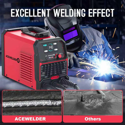 ACEWELDER 140A MIG Welder, 3 in 1 Flux Core, MIG/LIFT TIG/Stick Welding Machine 110V Portable IGBT Inverter Synergic Control, LED Display with Welding Helmet