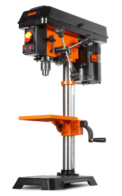 WEN 10-Inch Benchtop Drill Press, Chuck Key Storage, Laser Guide, 6.2-Amp 5-Speed Motor with Cast Iron Construction, Laser and LED Work Light (DP1050)