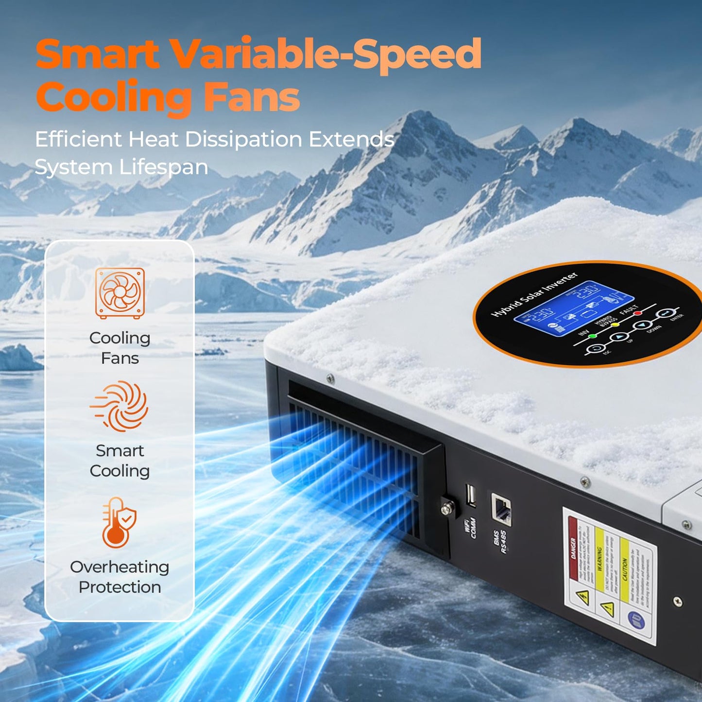 AuraSolar Hybrid Solar Inverter, 3000W 24V DC to 120V AC Pure Sine Wave Power Inverter, 80A MPPT Solar Charge Controller, for Off-Grid Home RV, Supports Battery-Less or Lead Acid/Lithium Battery