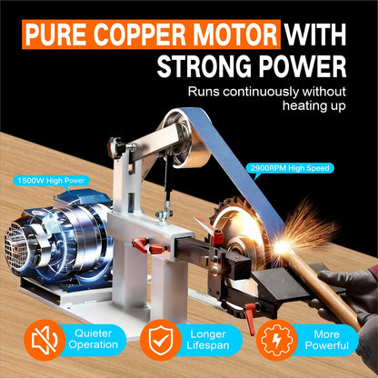 Belt Grinder Sander with VFD，2x72-inch 1500W 2HP Variable Speed Control Belt Sander with 3 Sets Grinding Tools and 3 Zirconia corundum Sanding Belts for Metalworking, Knife Making