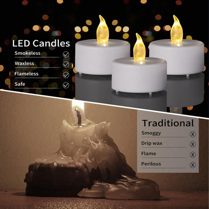 LED Tea Light Flameless Candles with Remote Control Flickering Tealight Long Lasting, Battery Operated with Timer for Halloween Home Decoration Seasonal &Festival Celebration WarmYellow (50pcs)