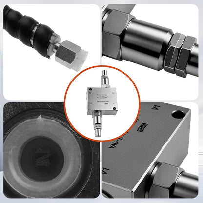 New Mini Excavator Cushion Valve Kit Fit for Any mini Excavator or Machine with a 1/4” Hydraulic Hose and an M14x1.5 Threaded Hydraulic Hose end.